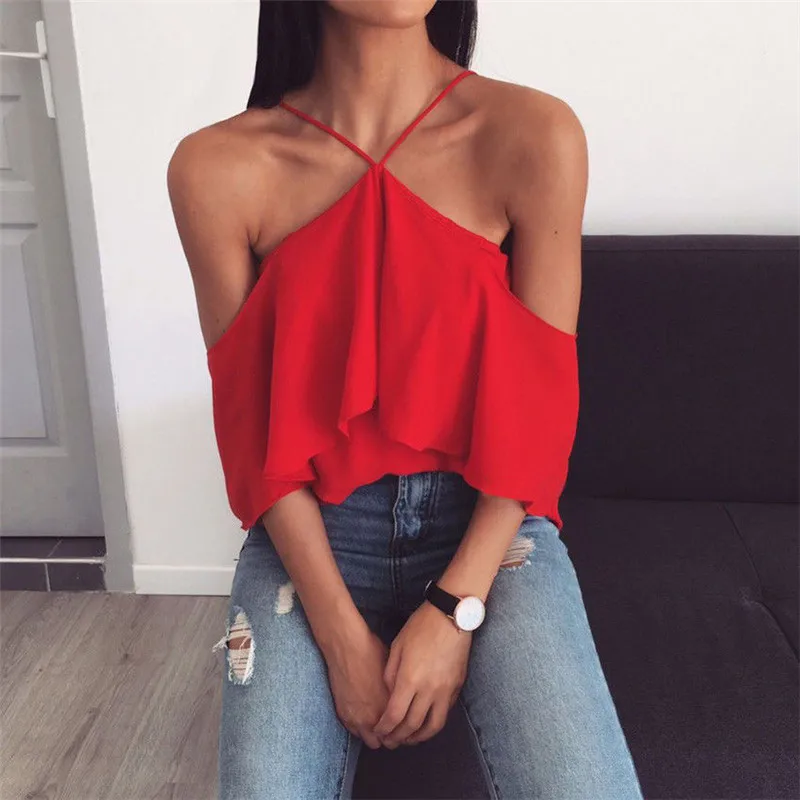 Summer New Casual Chiffon Tops Shirt Women Blouse Ladies Loose Halter Tops Shirt blusa
Summer New Casual Chiffon Tops Shirt Women Blouse Ladies Loose Halter Tops Shirt blusa