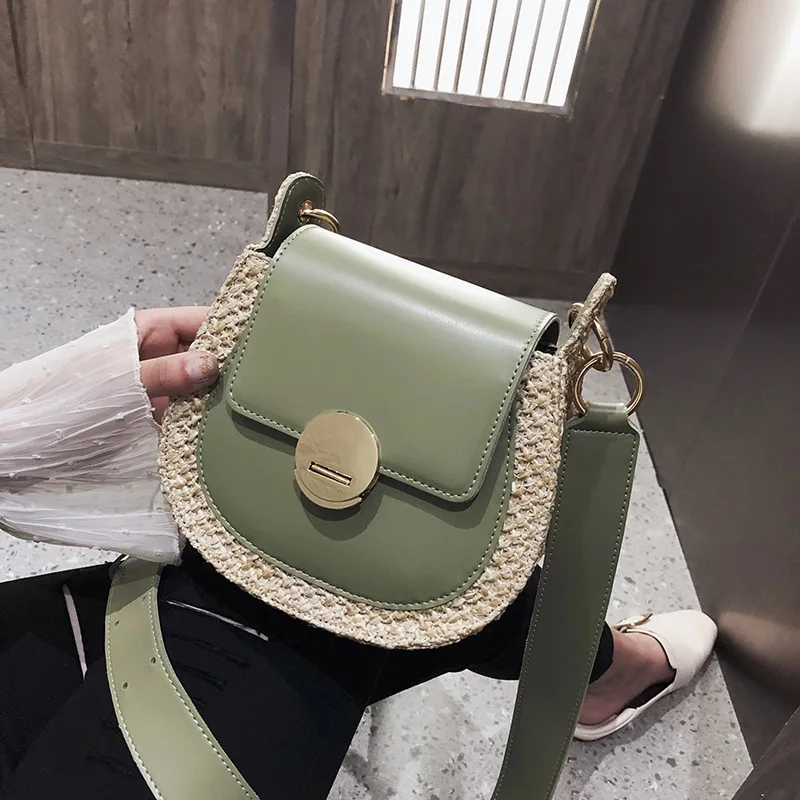 Brand Originality Design women's bag 2019 shoulder straddle bag, fashionable straw-knitted color wide-shoulder saddle bag 
Brand Originality Design women's bag 2019 shoulder straddle bag, fashionable straw-knitted color wide-shoulder saddle bag