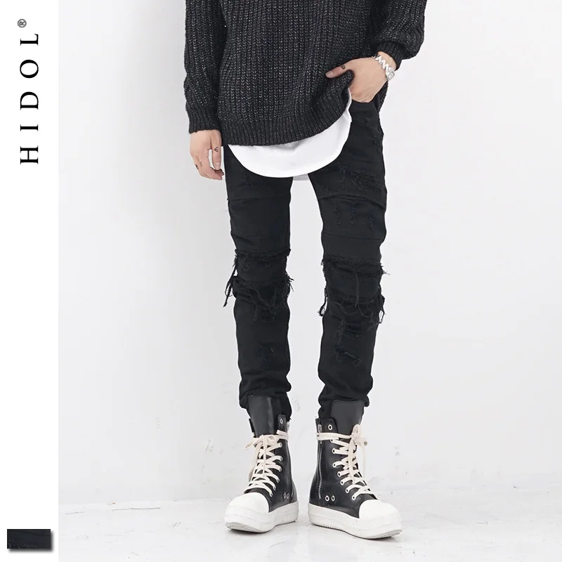Ripped Hole Slim Biker Denim Jeans Men European Brand-clothing Kanye Hip Hop Designer Pants Black Skinny Distressed Trousers
Ripped Hole Slim Biker Denim Jeans Men European Brand-clothing Kanye Hip Hop Designer Pants Black Skinny Distressed Trousers