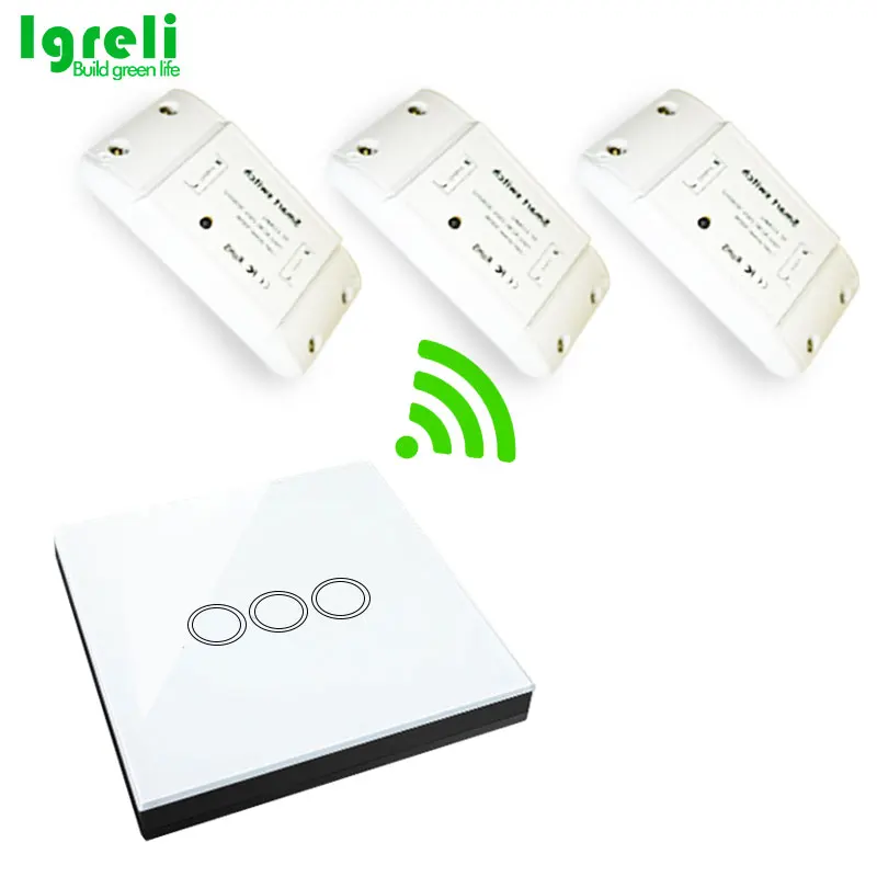 Igreli 3 pieces wireless receiver and three buttons touch remote control stick switch for led lamp AC 90-250V& rf 433MHZ
Igreli 3 pieces wireless receiver and three buttons touch remote control stick switch for led lamp AC 90-250V& rf 433MHZ