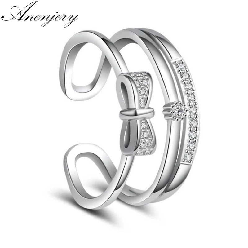 Anenjery Dazzling Micro CZ Bowknot 925 Sterling Silver Ring Setting Zircon Multi-layer Opening Rings For Women S-R340
Anenjery Dazzling Micro CZ Bowknot 925 Sterling Silver Ring Setting Zircon Multi-layer Opening Rings For Women S-R340