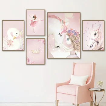 Cartoon Girl Unicorn Swan Horse Flower Crown Wall Art Canvas Painting Nordic Posters And Prints Wall Pictures Kids Room Decor
Cartoon Girl Unicorn Swan Horse Flower Crown Wall Art Canvas Painting Nordic Posters And Prints Wall Pictures Kids Room Decor