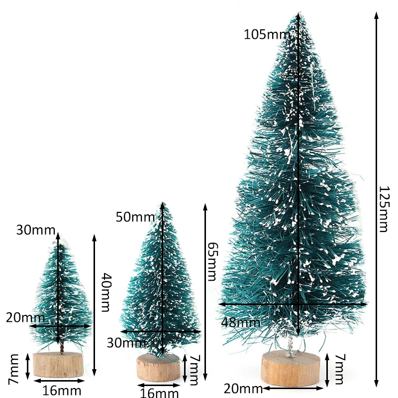5Pcs x Mini 2019 Christmas Snow Tree Holiday Festival Gift Party Office Ornament Decor 4-12.5CM