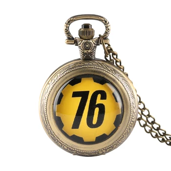 

Vintage Fallout 76 Fallout 4 Vault 111 Theme Bronze Quartz Pocket Watch Fob Clock Woman Man Watch White Dial Gift Box cep saati