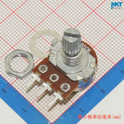 100Pcs 16mm Type 10K/100K/1M/50K/500K Ohm B-Type Linear 15mm Slot Shaft Rotary Potentiometer, Variable Resistor, With Washer&Nut
100Pcs 16mm Type 10K/100K/1M/50K/500K Ohm B-Type Linear 15mm Slot Shaft Rotary Potentiometer, Variable Resistor, With Washer&Nut