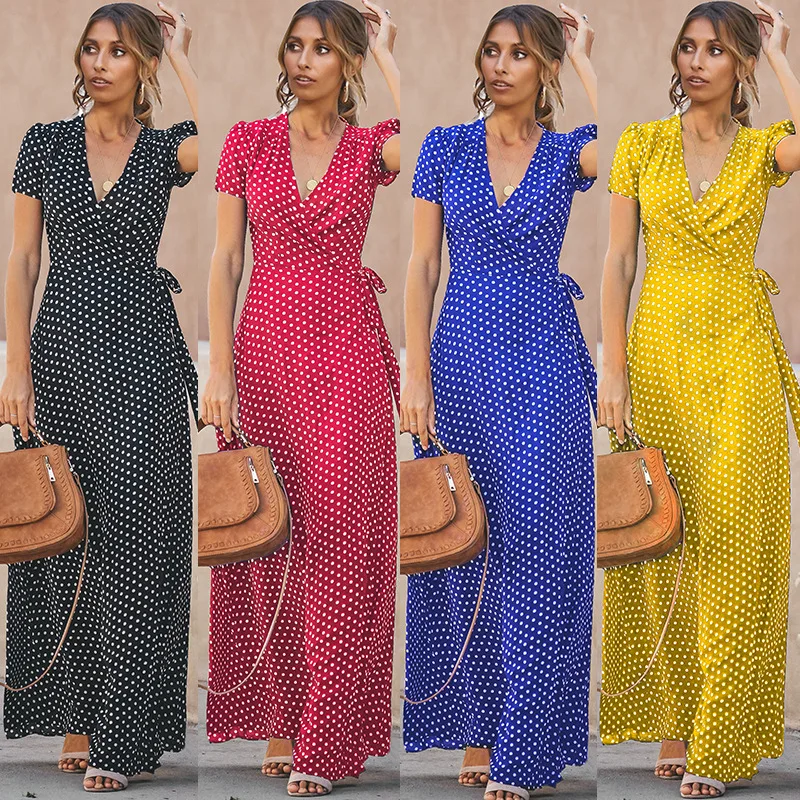 Streetwear Dress Summer Maxi Dress Polka Dot Zomerjurk Dames 2019 Short Sleeeve High Waist Sommerkleid V Neck Robe Ete Femme
Streetwear Dress Summer Maxi Dress Polka Dot Zomerjurk Dames 2019 Short Sleeeve High Waist Sommerkleid V Neck Robe Ete Femme
