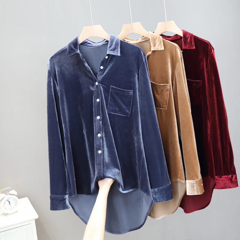 2019 autumn new velvet women blouse and shirts solid loose lady elegant plus size loose outwear shirts tops
2019 autumn new velvet women blouse and shirts solid loose lady elegant plus size loose outwear shirts tops