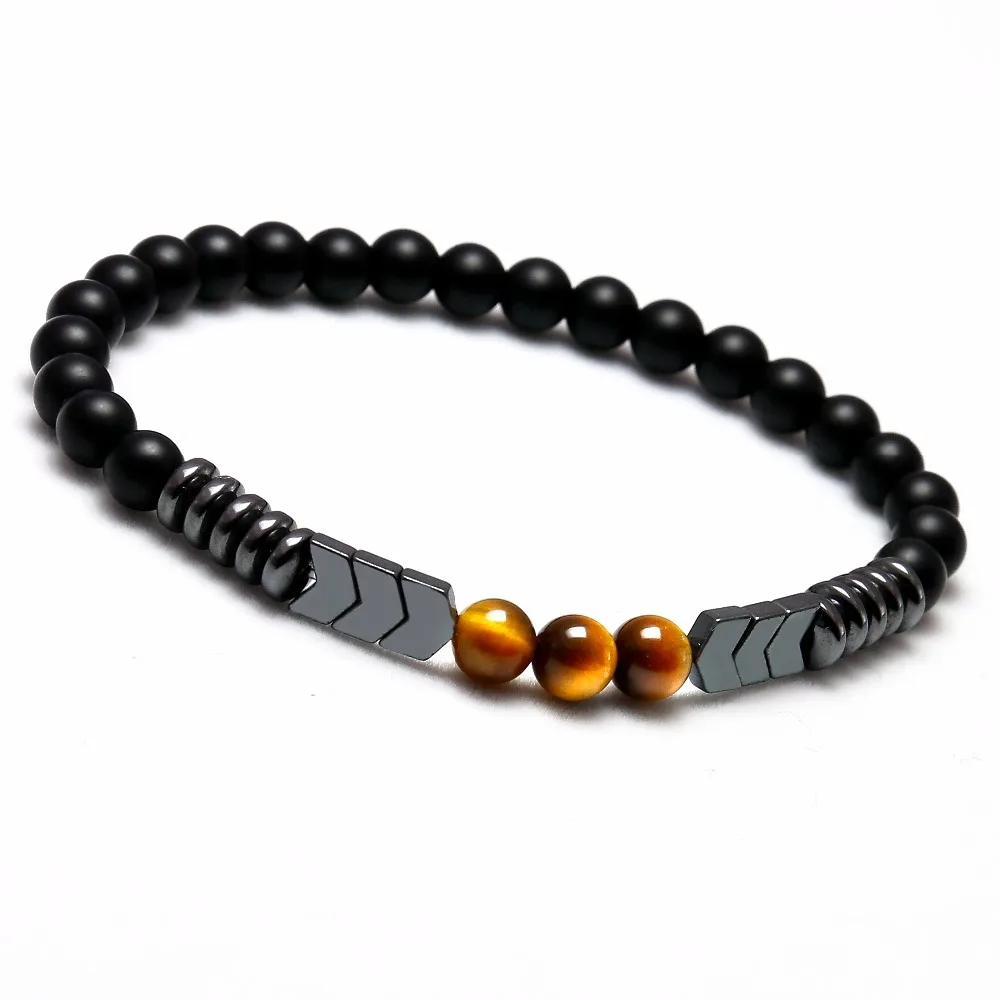 Bracelet Oeil de Tigre hématite et onyx noire