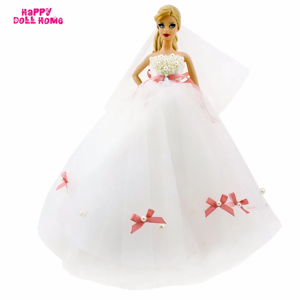 Gorgeous DIY Handmade Wedding Dress With Copy Pearl Beads Bridal Veil Bowknot Gown Princess Clothes For Barbie Doll FR Toy Gift
Gorgeous DIY Handmade Wedding Dress With Copy Pearl Beads Bridal Veil Bowknot Gown Princess Clothes For Barbie Doll FR Toy Gift