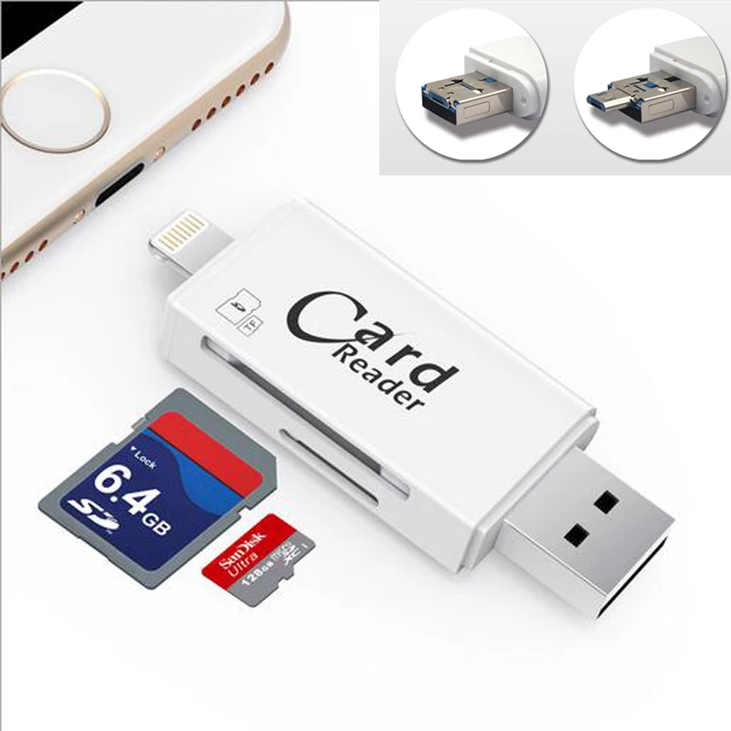 

High Quality USB 2.0 Card Reader TF Micro SD Card OTG USB Adapter Lightning USB SD Adapter For iPhone 5 5s 6 6S 7 8 Plus Android