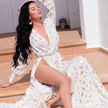 Newest White Long Puff Sleeve Deep V Neck 2018 Sexy Long Polyeser Maxi Dress High Split Fashion Celebrity Evening Vestidso Festa
Newest White Long Puff Sleeve Deep V Neck 2018 Sexy Long Polyeser Maxi Dress High Split Fashion Celebrity Evening Vestidso Festa