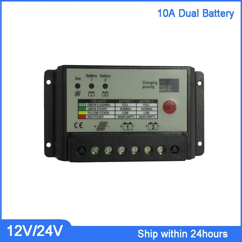 Free Shipping 12V/24V 10A Auto Dual Battery Solar Charge Controller/PMW Type Home Using Solar Charge Regulator Controller
Free Shipping 12V/24V 10A Auto Dual Battery Solar Charge Controller/PMW Type Home Using Solar Charge Regulator Controller