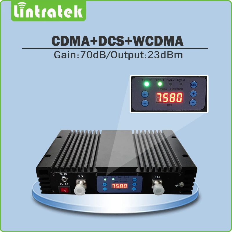Triple Band Mobile Signal Booster 70dB Lcd display CDMA 850mhz+ DCS 1800mhz+3G WCDMA 2100mhz Mobile Signal Repeater with AGC/MGC
Triple Band Mobile Signal Booster 70dB Lcd display CDMA 850mhz+ DCS 1800mhz+3G WCDMA 2100mhz Mobile Signal Repeater with AGC/MGC