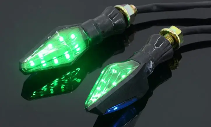 2 Pair Motorcycle Turn Signal Indicator Light Lamp For Yamaha Cafe Racer 12V LED Green | Автомобили и мотоциклы