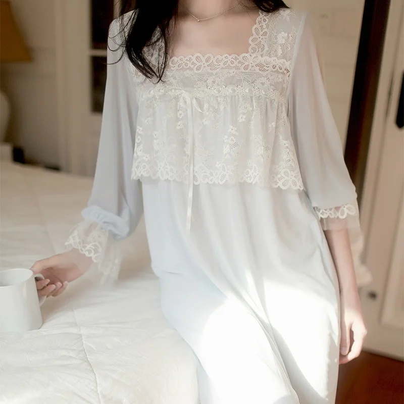 Autumn Soft Cotton Women's Nightgowns White Lace Long Sleepwear Elegant Female Vintage Princess Sleep Dress Summer 2226
Autumn Soft Cotton Women's Nightgowns White Lace Long Sleepwear Elegant Female Vintage Princess Sleep Dress Summer 2226