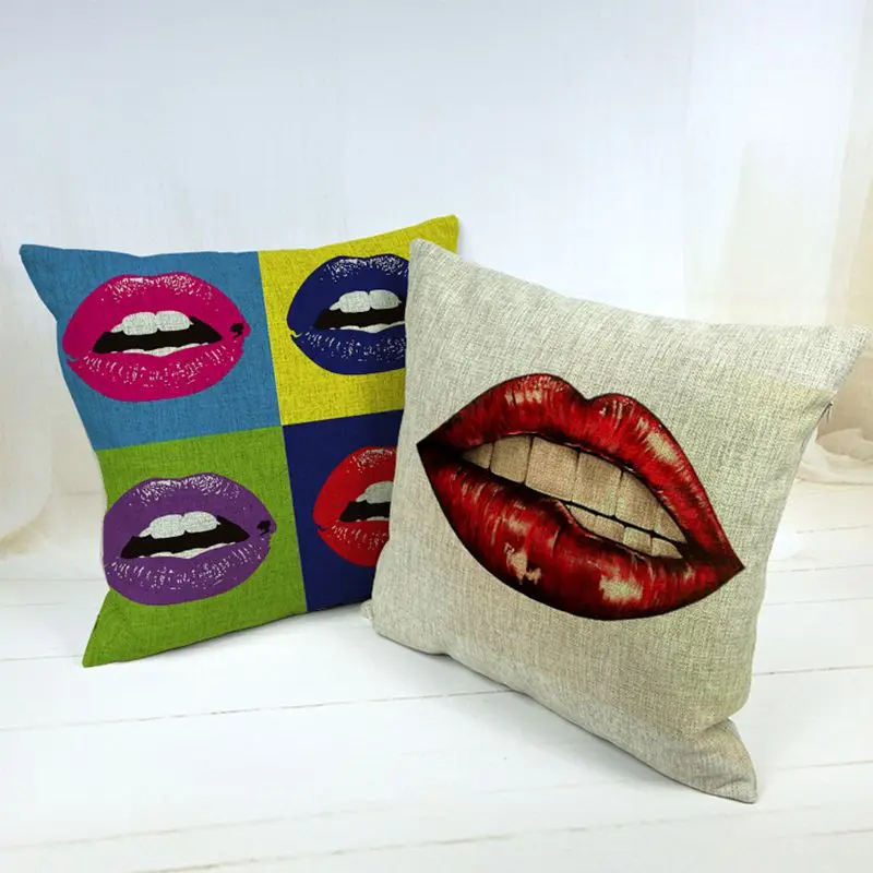 Cute Sexy Lips Cushion Cover Throw Pillows Case Cotton Linen Pillowcase Cojines Capa Para Almofada | Дом и сад