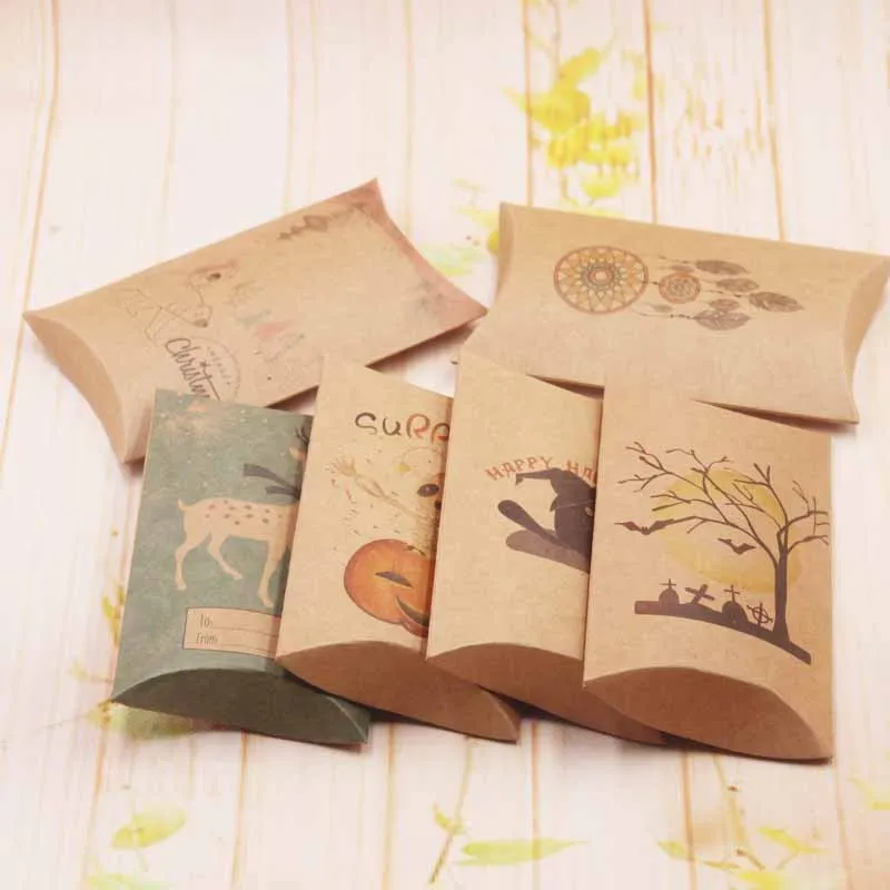 Feiluan 50pcs vintage kraft 12.5x7x2cm halloween happy new year cute pillow gifts package box marbling/goold luck favors package
Feiluan 50pcs vintage kraft 12.5x7x2cm halloween happy new year cute pillow gifts package box marbling/goold luck favors package