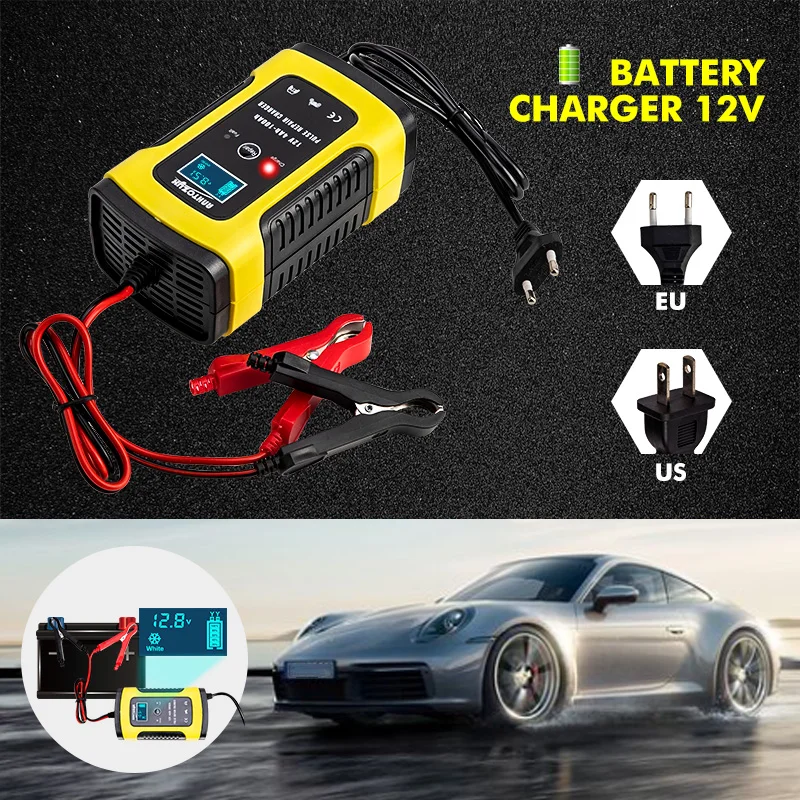 Full Automatic Car Battery Charger 110V To 220V To 12V 6A LCD Smart Fast for Auto Car Motorcycle Lead-Acid Batteries Charging
Full Automatic Car Battery Charger 110V To 220V To 12V 6A LCD Smart Fast for Auto Car Motorcycle Lead-Acid Batteries Charging