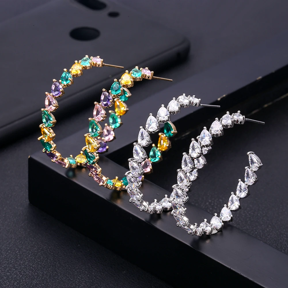 jankelly Trendy American Cubic Zirconia Crystal MultiColored Big Hoop Earrings Circle Round Design Women Ear Jewelry
jankelly Trendy American Cubic Zirconia Crystal MultiColored Big Hoop Earrings Circle Round Design Women Ear Jewelry