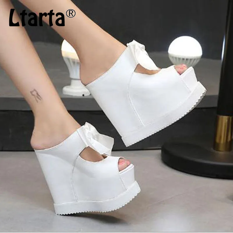 LTARTA Women Fish Toe Super High Heels 14cm Wedge Pumps boots Cow Leather Bow Sexy Sandals For Women Black white ZYW-652-31
LTARTA Women Fish Toe Super High Heels 14cm Wedge Pumps boots Cow Leather Bow Sexy Sandals For Women Black white ZYW-652-31