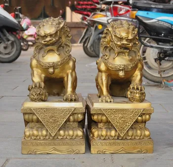 Christmas 17"Chinese Brass Feng Shui Fu Foo Dog Guardion Lion Ball Statue Sculpture Pair Halloween
Christmas 17"Chinese Brass Feng Shui Fu Foo Dog Guardion Lion Ball Statue Sculpture Pair Halloween