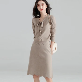 Women 2 Piece Matching Suits Autumn Winter Fashion Sweater Short Skirt Sets Sweet Cardigan Knitted Suits Vintage Two-piece Suits
Women 2 Piece Matching Suits Autumn Winter Fashion Sweater Short Skirt Sets Sweet Cardigan Knitted Suits Vintage Two-piece Suits