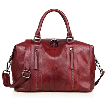 Genuine Leather Women Handbag Casual Handbags Top Quality Double Zipper Pocket Boston Shoulder Crossbody Bag Woman Bags 2018
Genuine Leather Women Handbag Casual Handbags Top Quality Double Zipper Pocket Boston Shoulder Crossbody Bag Woman Bags 2018