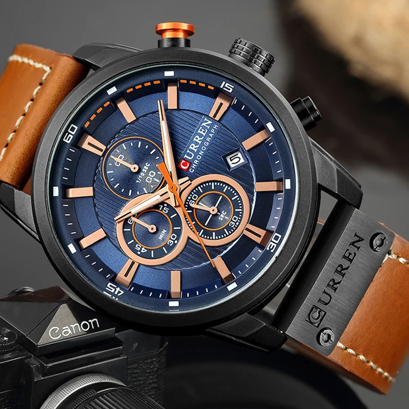 Мужские часы Curren 8291 кварцевые синие модные деловые спортивные роскошные
