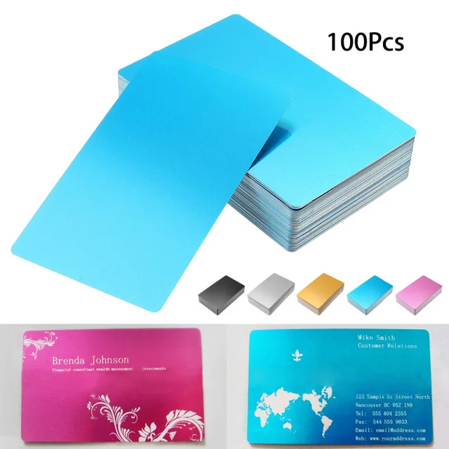 100Pcs Black Silver Alumium Alloy Card Laser Engraved Metal Business Visiting Name Cards Blanks 0.22mm Thickness 3.4x2.1 Inch
100Pcs Black Silver Alumium Alloy Card Laser Engraved Metal Business Visiting Name Cards Blanks 0.22mm Thickness 3.4x2.1 Inch