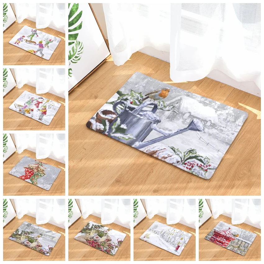 Christmas Series Waterproof Anti-slip Door Mat Kitchen Carpets Bedroom Rugs Decorative Stair Mats Home Decor Crafts | Дом и сад