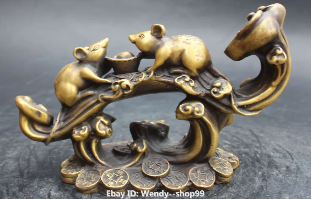 9" Chinese Bronze Wealth Yuanbao Money Ruyi Zodiac Year 2 Mouse Sculpture Statue copper Decoration real Brass
9" Chinese Bronze Wealth Yuanbao Money Ruyi Zodiac Year 2 Mouse Sculpture Statue copper Decoration real Brass