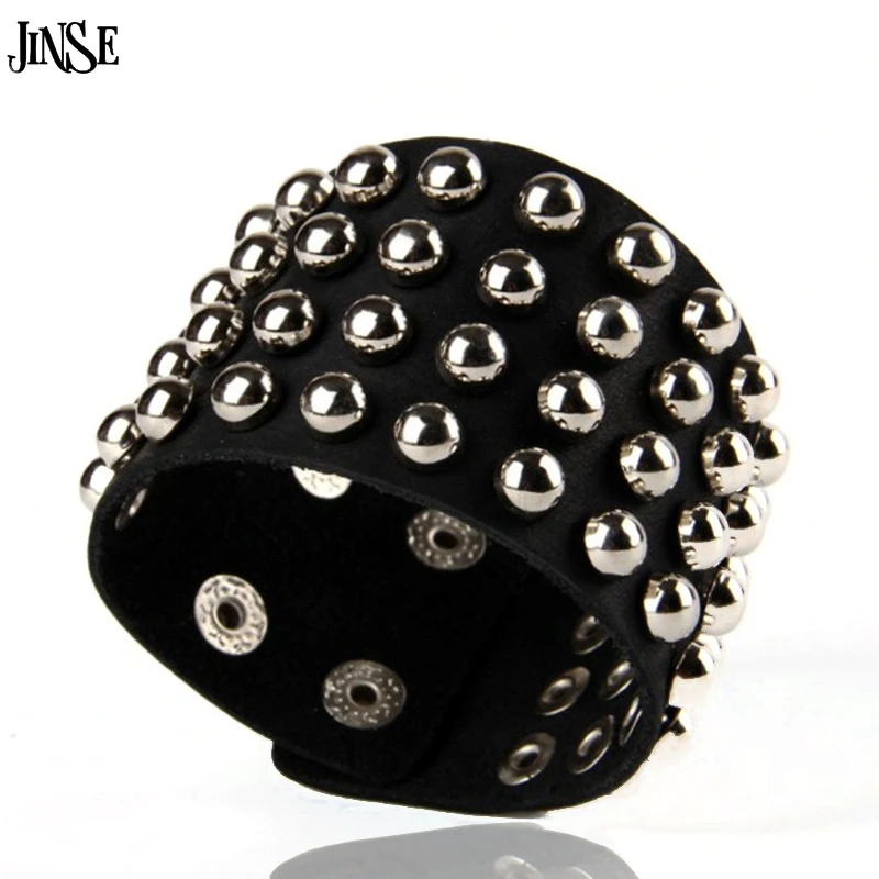 JINSE Punk Rock Alloy Geometric Four Rows Rivets Cuff Bracelet & Bangle Punk Gothic Rock Wide Genuine Leather Bracelet PSL017
JINSE Punk Rock Alloy Geometric Four Rows Rivets Cuff Bracelet & Bangle Punk Gothic Rock Wide Genuine Leather Bracelet PSL017