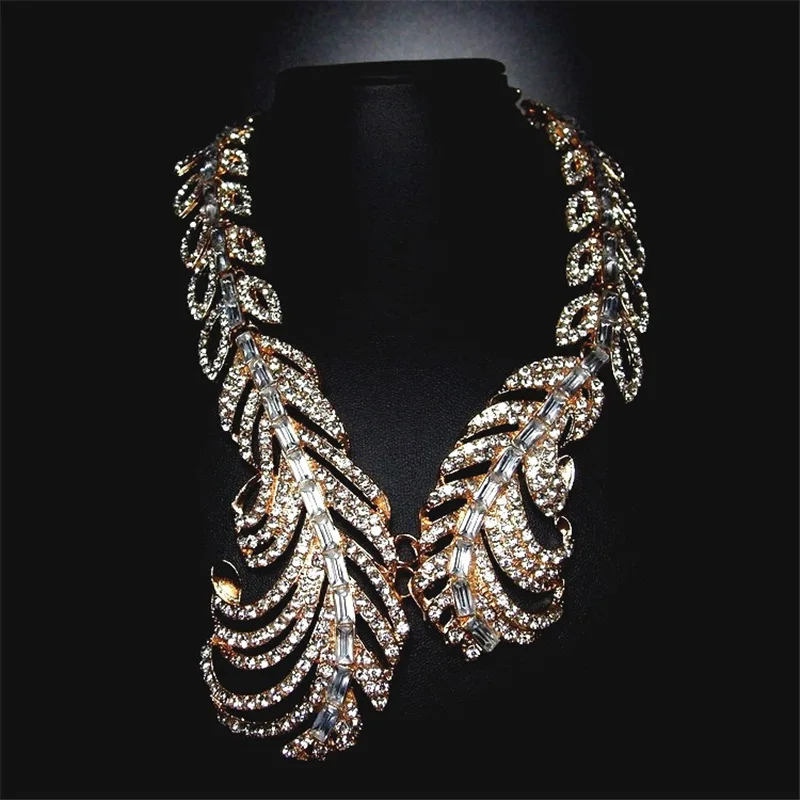 Upscale Luxury Full Rhinestone Carved Feather Created Crystal Silver Plated Statement Maxi Choker Necklace Women Jewelry collier
Upscale Luxury Full Rhinestone Carved Feather Created Crystal Silver Plated Statement Maxi Choker Necklace Women Jewelry collier