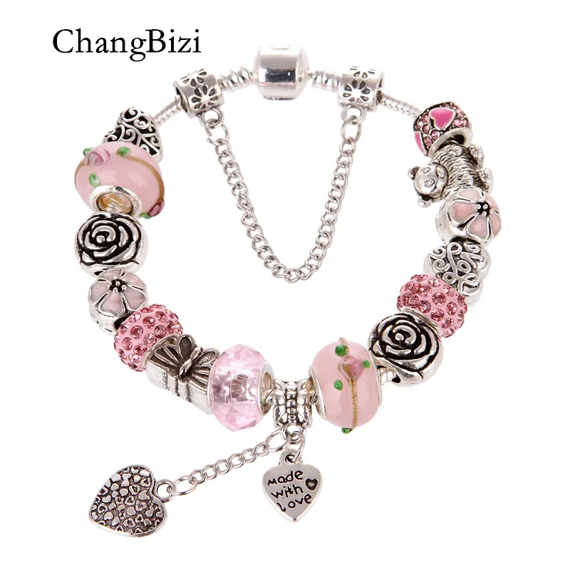 ChangBizi Heart Pendant Pink Crystal/Glass Beadas Charm Pandora Bracelets&Bangles pink Beads Bracelets For Women Gift BT0105
ChangBizi Heart Pendant Pink Crystal/Glass Beadas Charm Pandora Bracelets&Bangles pink Beads Bracelets For Women Gift BT0105