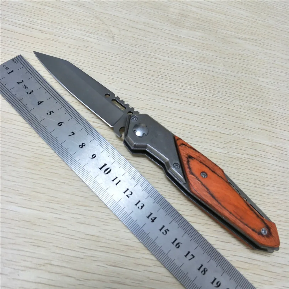 

Tactical 55HRC Folding Knives 3CR13MOV Blade Steel + Color Wood Handle Outdoor Camping Survival Hunting Knife EDC Tool