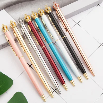 Фото 30pcs kawaii ballpoint pen lot cute stationery crown metal pens for school office writing supplies fashion girl gift | Канцтовары для