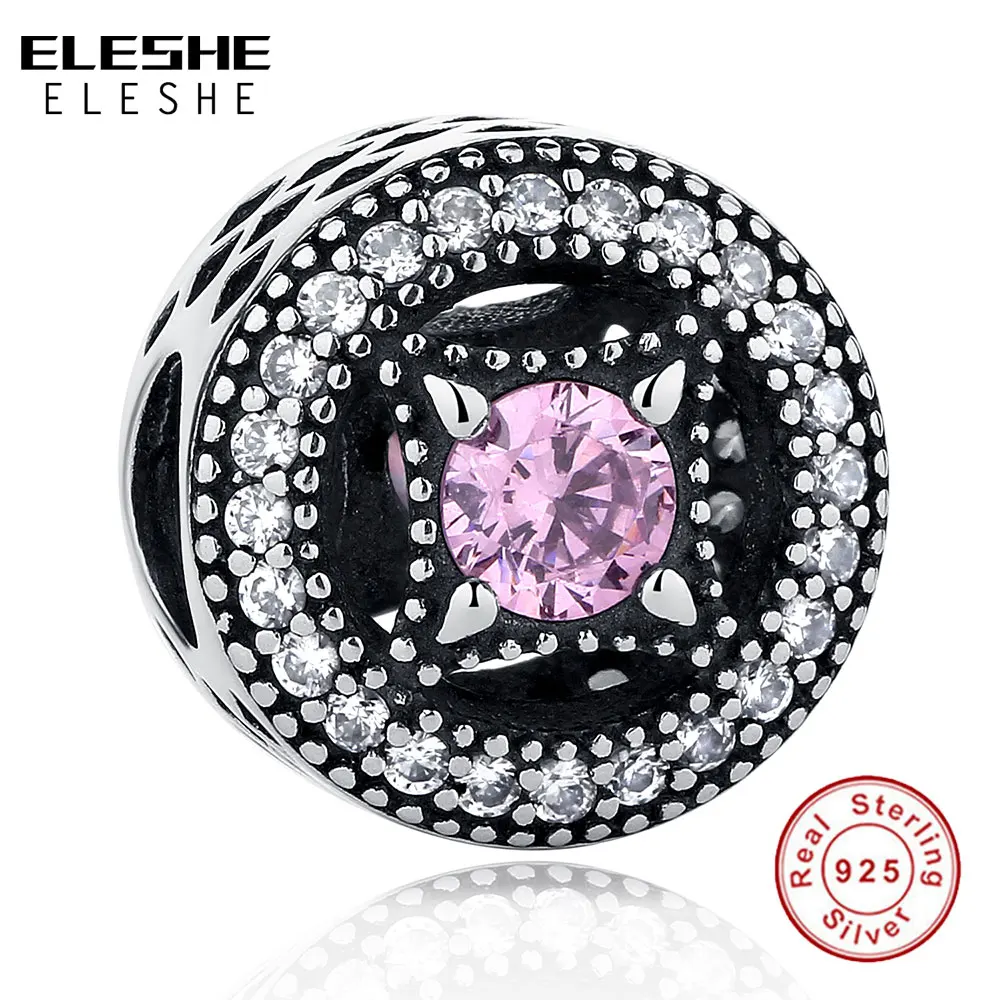 ELESHE 925 Sterling Silver Round Shape Sparkling Clear CZ Pink Charms Fit Original ELESHE Bracelets DIY Beads&Jewelry Making 
ELESHE 925 Sterling Silver Round Shape Sparkling Clear CZ Pink Charms Fit Original ELESHE Bracelets DIY Beads&Jewelry Making