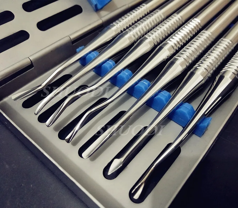 7 Pcs Set Dental Implant Stainless Steel Luxating Root Elevator with Case Instruments Tool Tooth E
7 Pcs Set Dental Implant Stainless Steel Luxating Root Elevator with Case Instruments Tool Tooth E