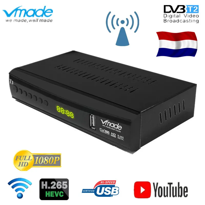 Hot sale Netherlands HD 1080P DVB-T2 Tuner Ontvanger DVB T2 terrestrial Decoder DVB T2 TV BOX H.265 MPEG4 support YouTube WIFI
Hot sale Netherlands HD 1080P DVB-T2 Tuner Ontvanger DVB T2 terrestrial Decoder DVB T2 TV BOX H.265 MPEG4 support YouTube WIFI