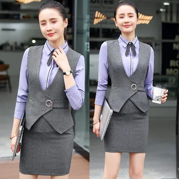 IZICFLY New Style office women suits skirts and tops Vest Waistcoat ropa de oficina formal skirt suit Work Wear gray plus size
IZICFLY New Style office women suits skirts and tops Vest Waistcoat ropa de oficina formal skirt suit Work Wear gray plus size