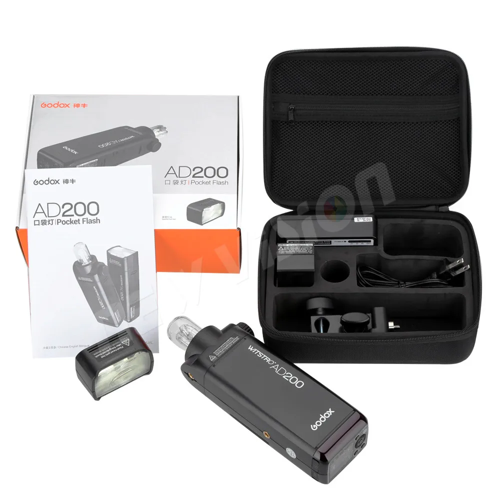 GODOX AD200 TTL 2.4G HSS 1/8000s Pocket Flash Light Double Head 200Ws with 2900mAh Lithium Battery Flashlight Flash