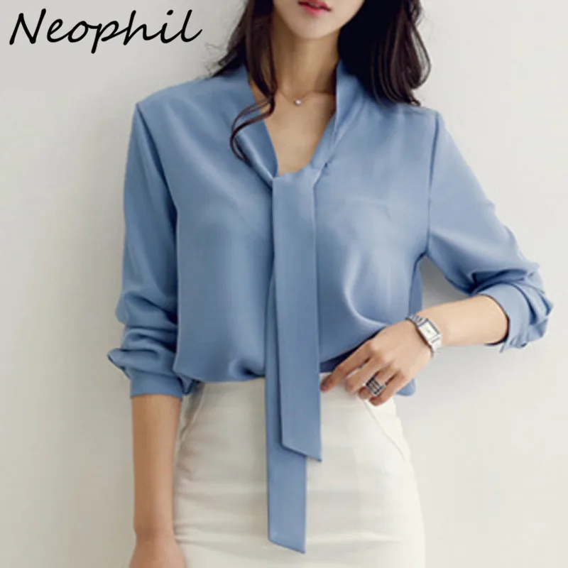 Neophil 2019 Women Elegant Bow Tie Ladies Office Chiffon Shirts Long Sleeve White Korean Casual Work Blouse Tops Blusas B1732
Neophil 2019 Women Elegant Bow Tie Ladies Office Chiffon Shirts Long Sleeve White Korean Casual Work Blouse Tops Blusas B1732