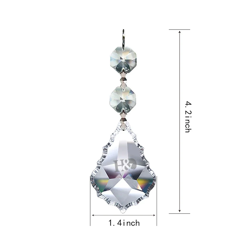 10pc 50mm Glass Crystals Maple Leaf Lamp Lighting Prisms Parts