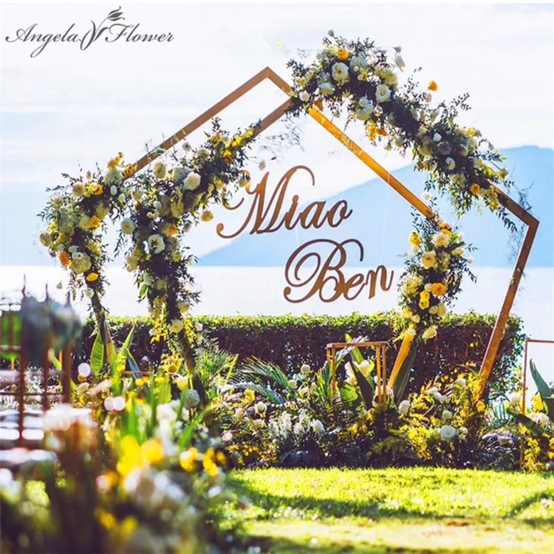 European Wedding arch metal wrought artificial flower stand hexagonal pentagon geometry iron shelf DIY party scene layout props
European Wedding arch metal wrought artificial flower stand hexagonal pentagon geometry iron shelf DIY party scene layout props