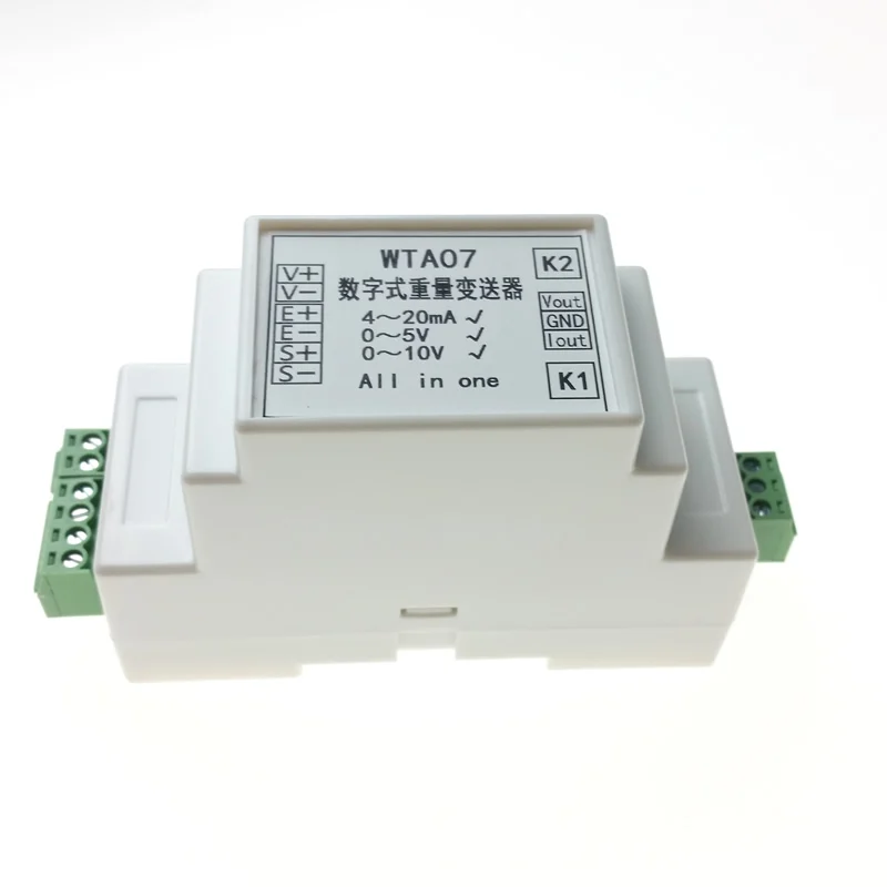 WTA07 weighing transmitter, weight transmitter, 4-20mA, 0-5V, 0-10V, DIN35 standard guide rail type
WTA07 weighing transmitter, weight transmitter, 4-20mA, 0-5V, 0-10V, DIN35 standard guide rail type