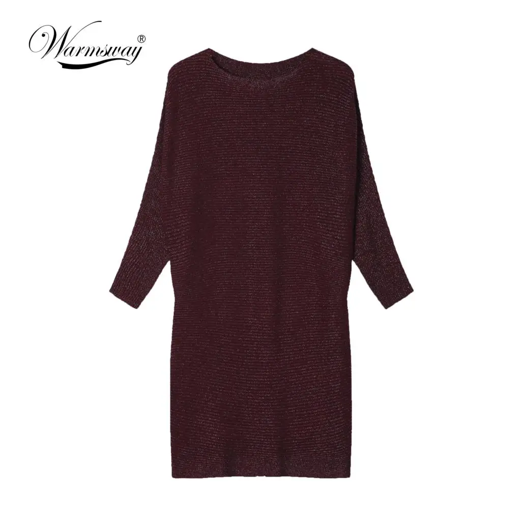 Warmsway Sexy lurex sweater dress women Casual batwing sleeve knitted dress jumper Antumn winter dress pullover female C-158