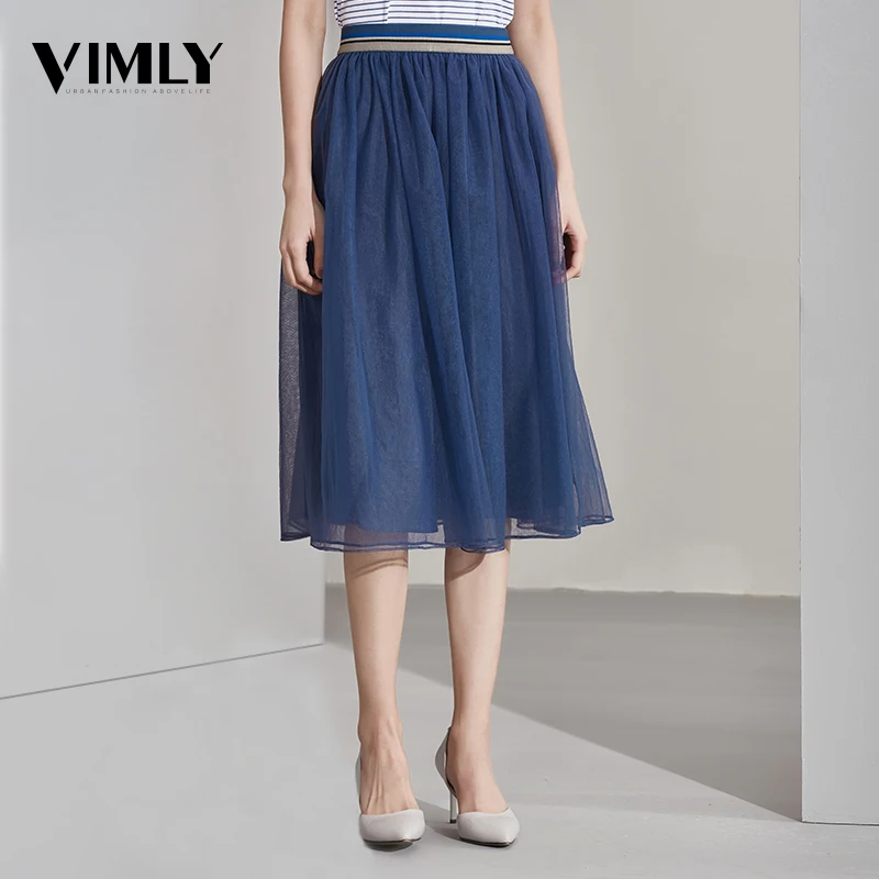 Vimly Women Blue Mesh Lace Skirt Women Elastic Waist A Line Midi Skirt Pleated Casual Sweet Elegant Skirts
Vimly Women Blue Mesh Lace Skirt Women Elastic Waist A Line Midi Skirt Pleated Casual Sweet Elegant Skirts