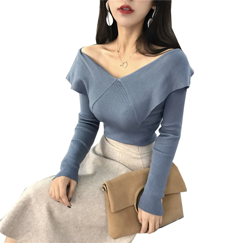 New Autumn Fashion Vintage Slim Women Sweater Female Large Lapel knitted Sweater Ms Short Sweaters Pullovers Basic Tops WZ092
New Autumn Fashion Vintage Slim Women Sweater Female Large Lapel knitted Sweater Ms Short Sweaters Pullovers Basic Tops WZ092