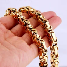 5/6/8mm Any Length Gold Tone Byzantine Stainless Steel Necklace Boys Mens Chain Necklace Fashion jewelry 5/6/8mm Any Length Gold Tone Byzantine Stainless Steel Necklace Boys Mens Chain Necklace Fashion jewelry