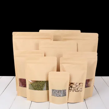 100pcs HD transparent window self-supporting Ziplock bag kraft paper bag snack nut coffee food packaging bags
100pcs HD transparent window self-supporting Ziplock bag kraft paper bag snack nut coffee food packaging bags